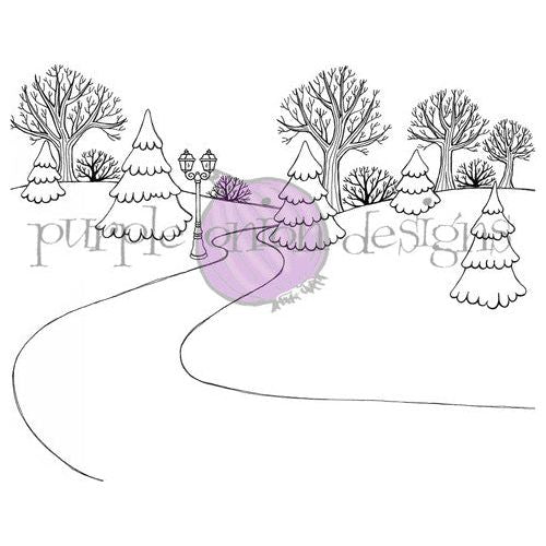 Purple Onion Designs Park Background Unmounted Cling Stamp pod1371