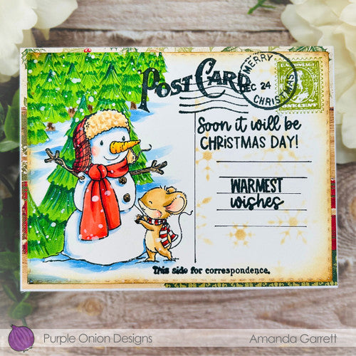 Purple Onion Designs Perfect Pines Unmounted Cling Stamp pod1427 Amanda Garrett Card