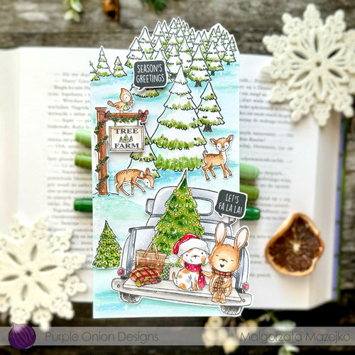Purple Onion Designs Perfect Pines Unmounted Cling Stamp pod1427 Malgorzata Mazejko Card