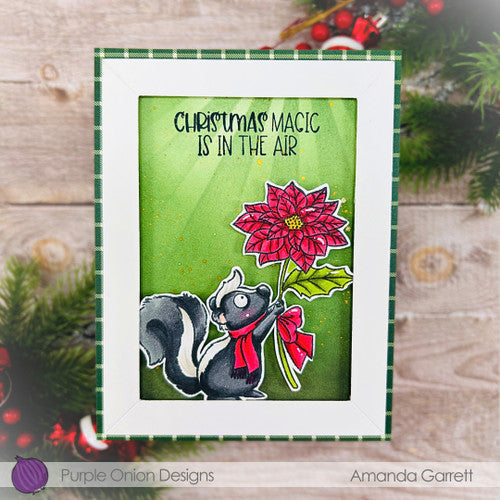 Purple Onion Designs Poinsettia Love Unmounted Cling Stamp pod5037 Amanda Garrett Card