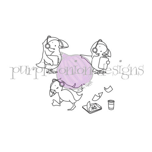 Purple Onion Designs Puffin Productions Unmounted Cling Stamp pod6064