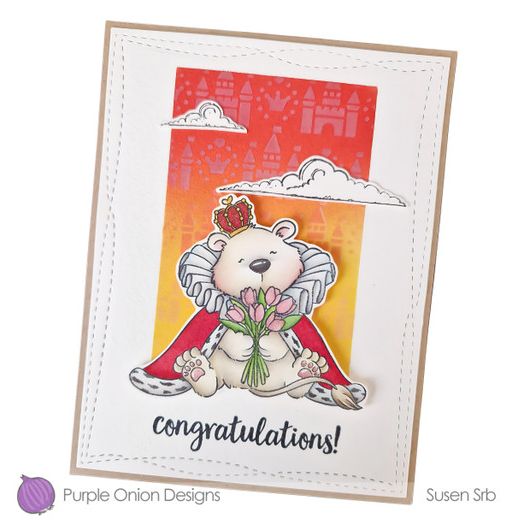 Purple Onion Designs Queen Lioness Unmounted Cling Stamp pod5082 Congratulations Card
