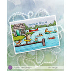 Purple Onion Designs Riley Oliver And Boo Go Float Tubing Unmounted Cling Stamp pod6040 Summer Lake Card
