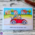 Purple Onion Designs Road Tripping Unmounted Cling Stamp pod505 Convertible Car Card