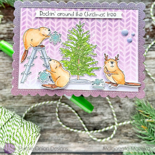 Purple Onion Designs Rockin' Around the Christmas Tree Unmounted Cling Stamp pod9039 Malgorzata Mazejko