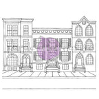 Purple Onion Designs Row House Background Cling Stamp pod1367