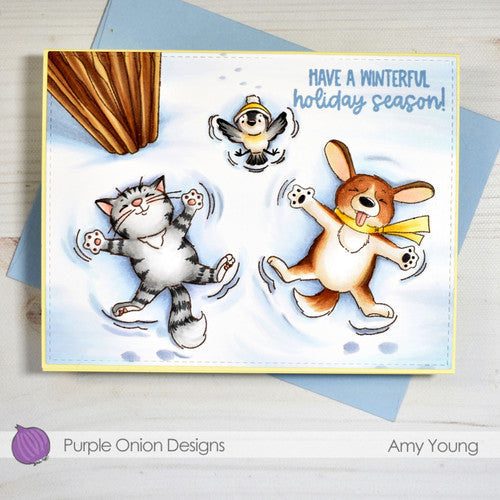 Purple Onion Designs Scooter Unmounted Cling Stamp pod6006 Amy Young Card