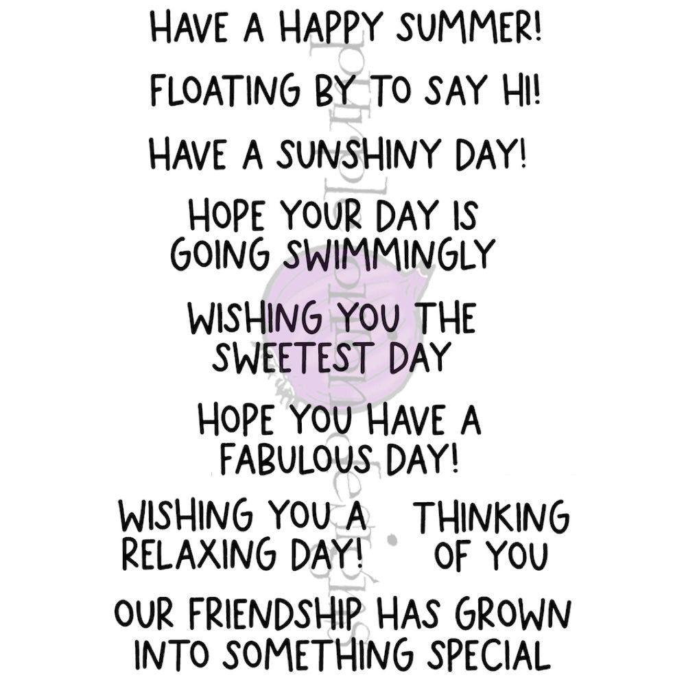 Purple Onion Designs Summer Days Sentiments Unmounted Cling Stamp pod9036