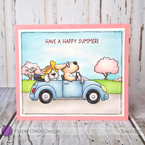 Purple Onion Designs Summer Days Sentiments Unmounted Cling Stamp pod9036 Happy Summer Card