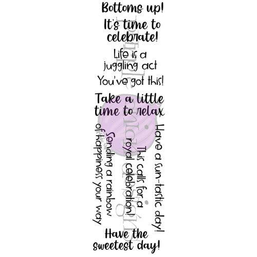 Purple Onion Designs Sunshine And Rainbows Sentiments Unmounted Cling Stamp Set pod9043
