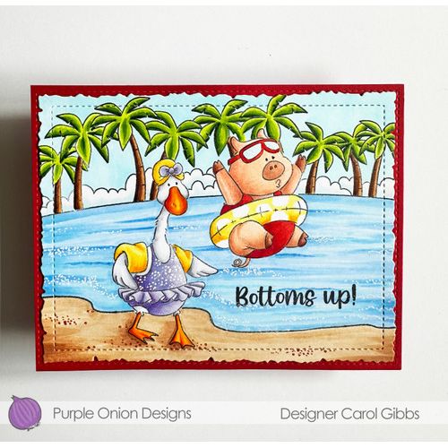 Purple Onion Designs Sunshine And Rainbows Sentiments Unmounted Cling Stamp Set pod9043 Beach Card
