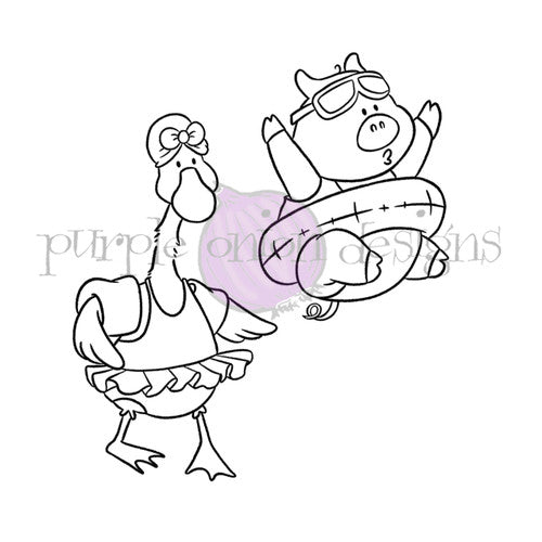 Purple Onion Designs Swim Buddies Unmounted Cling Stamp pod5084