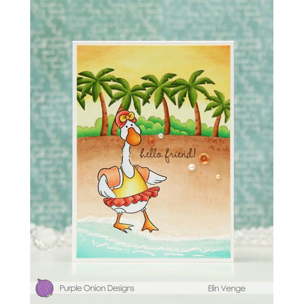 Purple Onion Designs Swim Buddies Unmounted Cling Stamp pod5084 Hello Friend Card