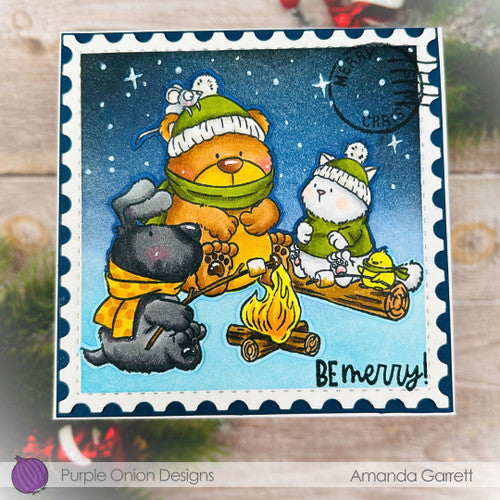 Purple Onion Designs Toasty Times Unmounted Cling Stamp pod5031 Amanda Garrett Card