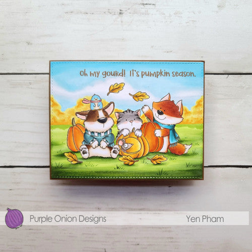 Purple Onion Designs Tofu And Friends Autumn Greetings Unmounted Cling Stamp pod5053 Yen Pham Card