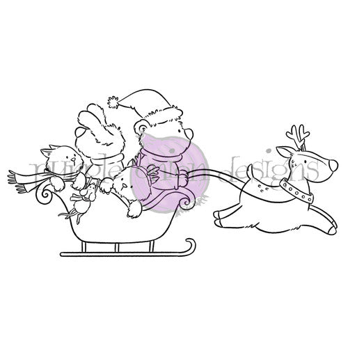 Purple Onion Designs Tofu And Friends Happy Sleigh Unmounted Cling Stamp pod5065