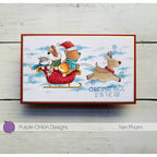Purple Onion Designs Tofu And Friends Happy Sleigh Unmounted Cling Stamp pod5065 Yen Pham