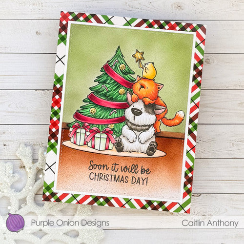 Purple Onion Designs Tofu And Friends Trim-a-Tree Unmounted Cling Stamp pod5036 Caitlin Anthony Card