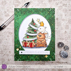 Purple Onion Designs Tofu And Friends Trim-a-Tree Unmounted Cling Stamp pod5036 Liz Vefall Card