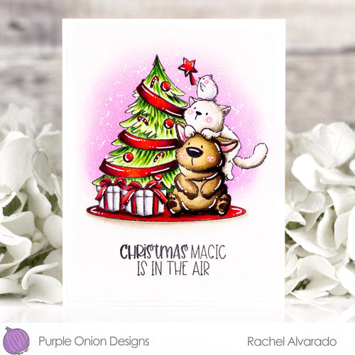 Purple Onion Designs Tofu And Friends Trim-a-Tree Unmounted Cling Stamp pod5036 Rachel Alvarado Card