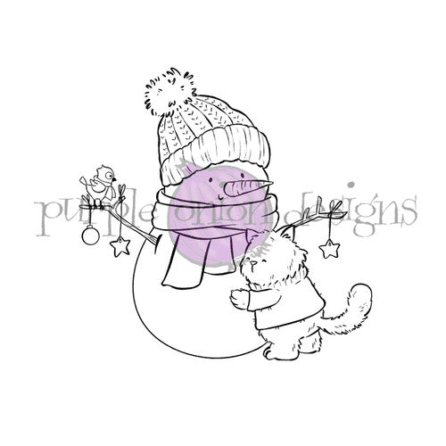 Purple Onion Designs Tofu And The Snowman Unmounted Cling Stamp pod5004