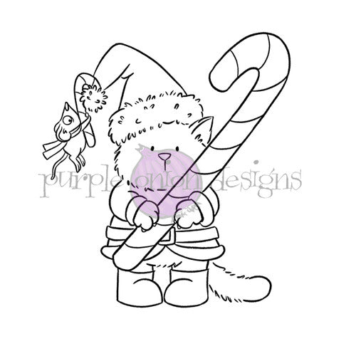 Purple Onion Designs Tofu Candy Cane Wishes Unmounted Cling Stamp pod5068
