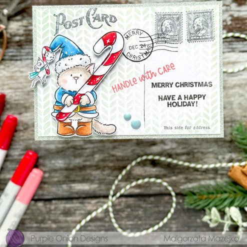 Purple Onion Designs Tofu Candy Cane Wishes Unmounted Cling Stamp pod5068 Malgorzata Mazejko