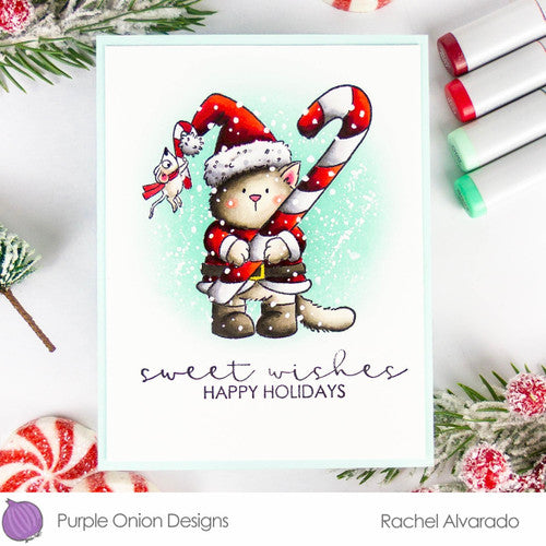 Purple Onion Designs Tofu Candy Cane Wishes Unmounted Cling Stamp pod5068 Rachel Alvarado