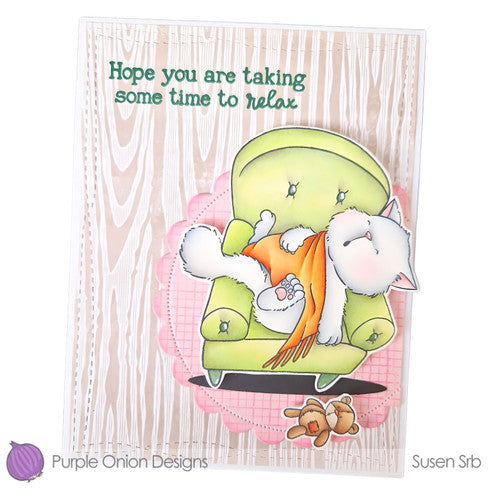 Purple Onion Designs Tofu Exhausted Unmounted Cling Stamp pod5080 Hope You Are Taking Some Time To Relax Card