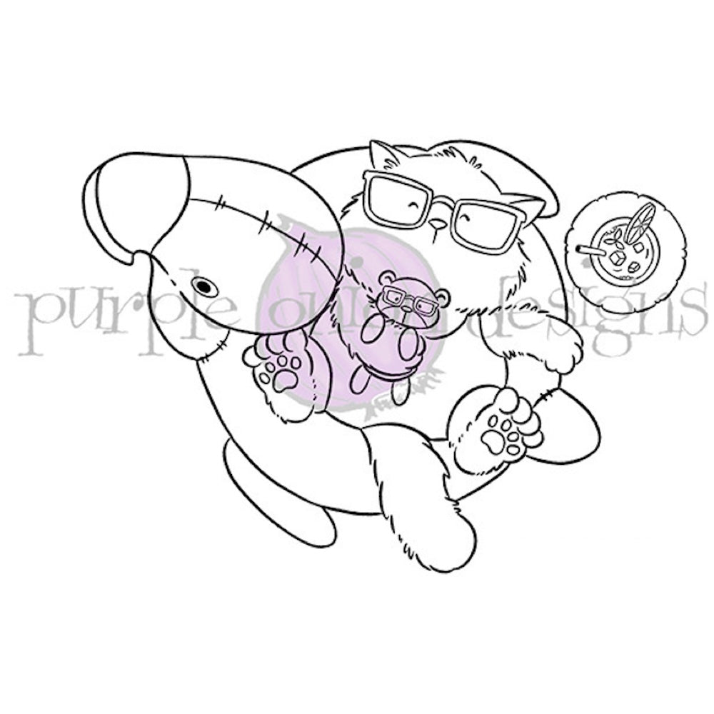 Purple Onion Designs Tofu's Flamingo Floatie Unmounted Cling Stamp pod5048