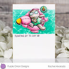 Purple Onion Designs Tofu's Flamingo Floatie Unmounted Cling Stamp pod5048 Summer Card