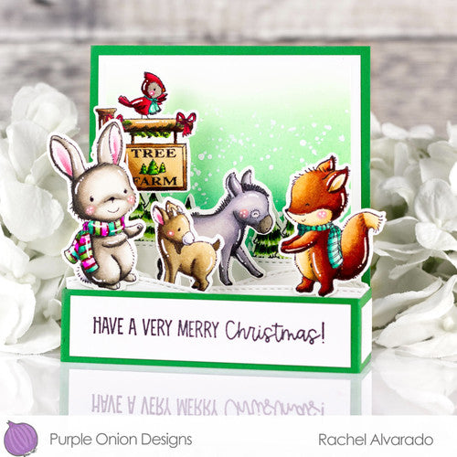 Purple Onion Designs Tree Farm Sign Unmounted Cling Stamp pod1429 Rachel Alvarado Card