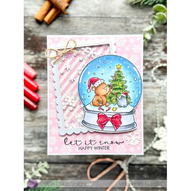 Purple Onion Designs Very Merry Snowglobe Unmounted Cling Stamp pod5069 Malgorzata Mazejko