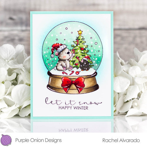 Purple Onion Designs Very Merry Snowglobe Unmounted Cling Stamp pod5069 Rachel Alvarado