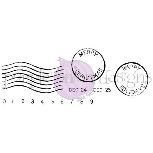 Purple Onion Designs Vintage Holiday Postmark Set Unmounted Cling Stamp pod9027