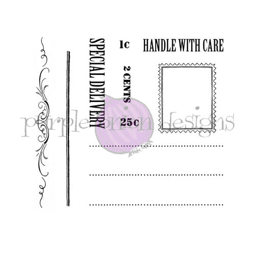 Purple Onion Designs Vintage Postcard Set Add-On Unmounted Cling Stamp pod9028