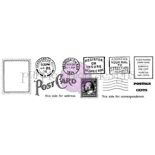 Purple Onion Designs Vintage Postcard Set Unmounted Cling Stamp pod9026