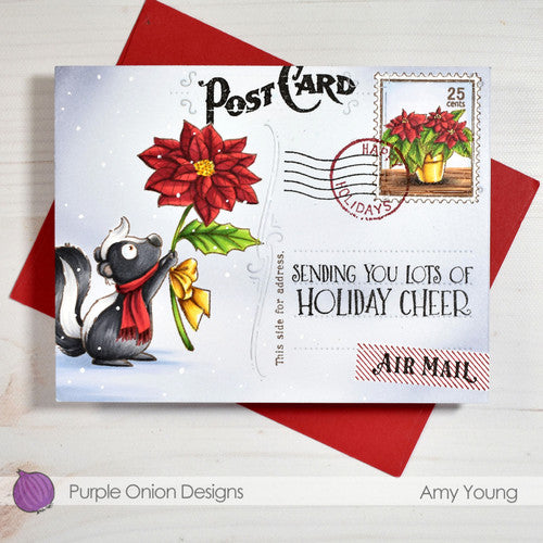 Purple Onion Designs Vintage Postcard Set Unmounted Cling Stamp pod9026 Christmas Letter