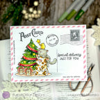 Purple Onion Designs Vintage Postcard Set Unmounted Cling Stamp pod9026 Christmas Special Delivery Card