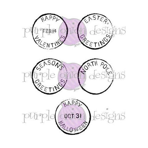 Purple Onion Designs Vintage Seasonal Holidays Postmark Set Unmounted Cling Stamp pod9031