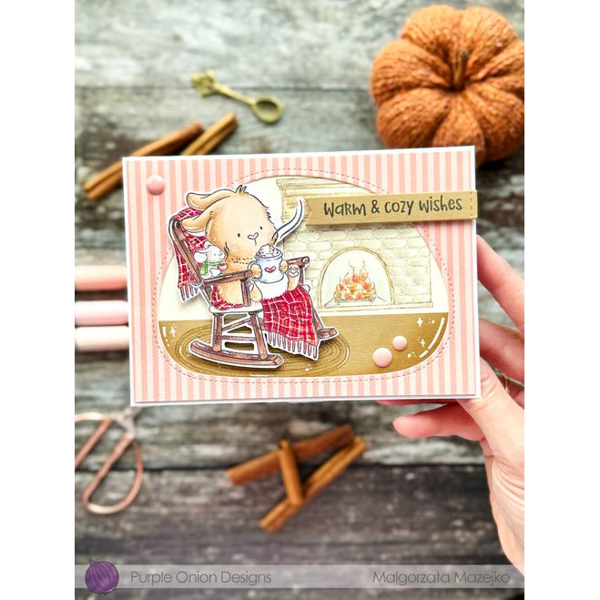 Purple Onion Designs Warm And Cozy Cocoa Wishes Unmounted Cling Stamp pod5057 Malgorzata Mazejko Card
