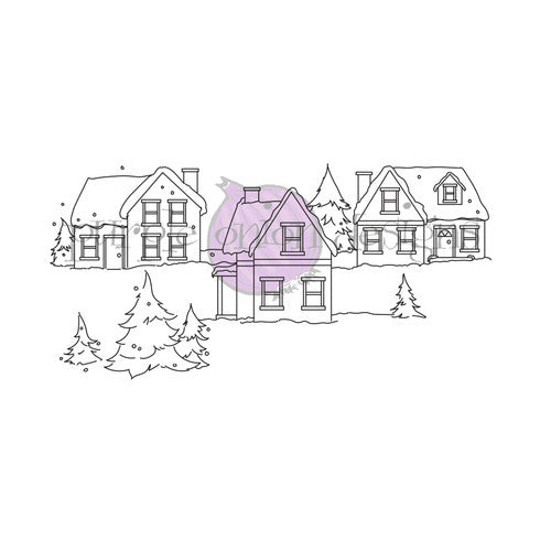 Purple Onion Designs Winter Neighborhood Unmounted Cling Stamp pod6031