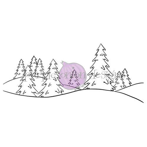 Purple Onion Designs Winter Trees Background Unmounted Cling Stamp pod5011