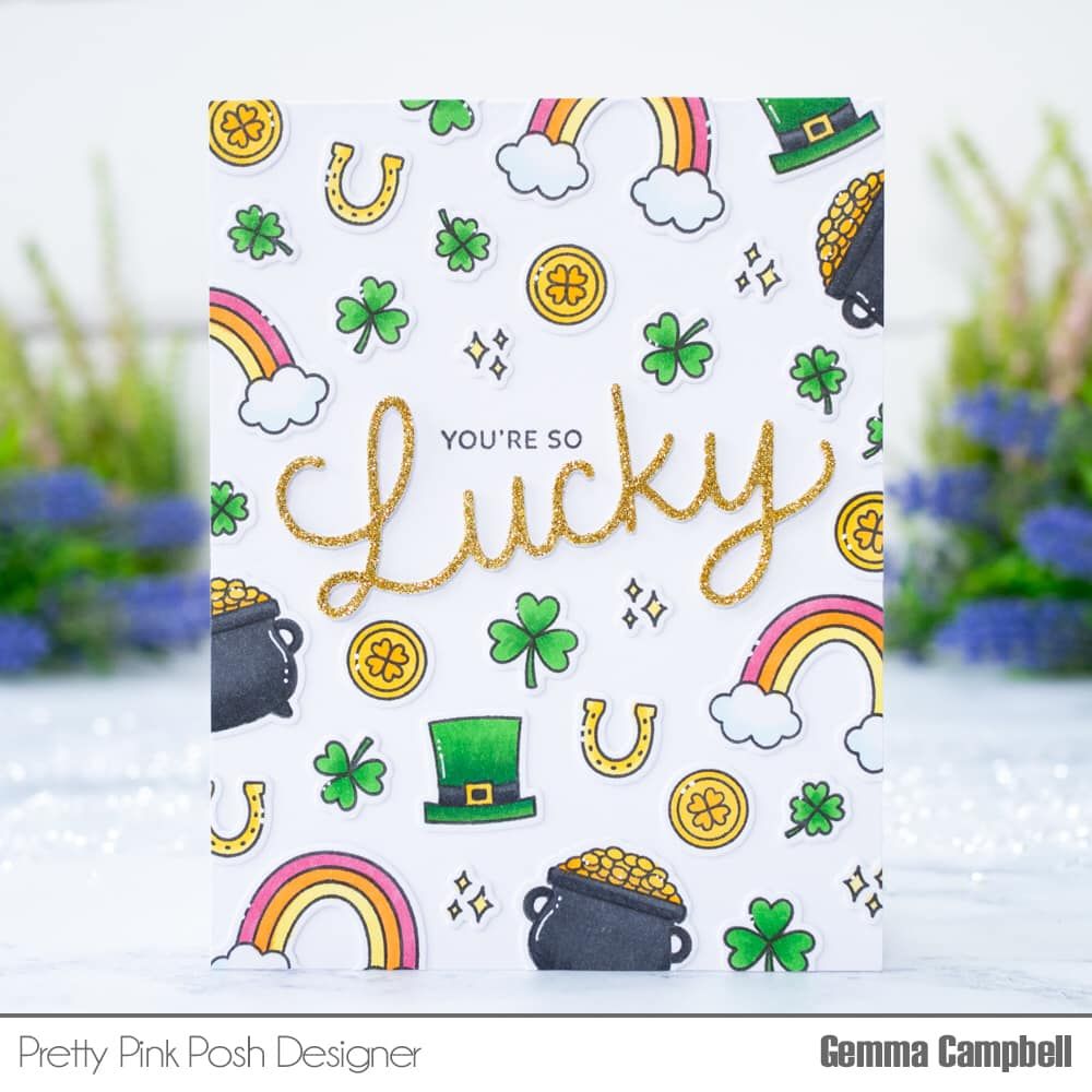 Pretty Pink Posh Lucky Clear Stamps pot of gold