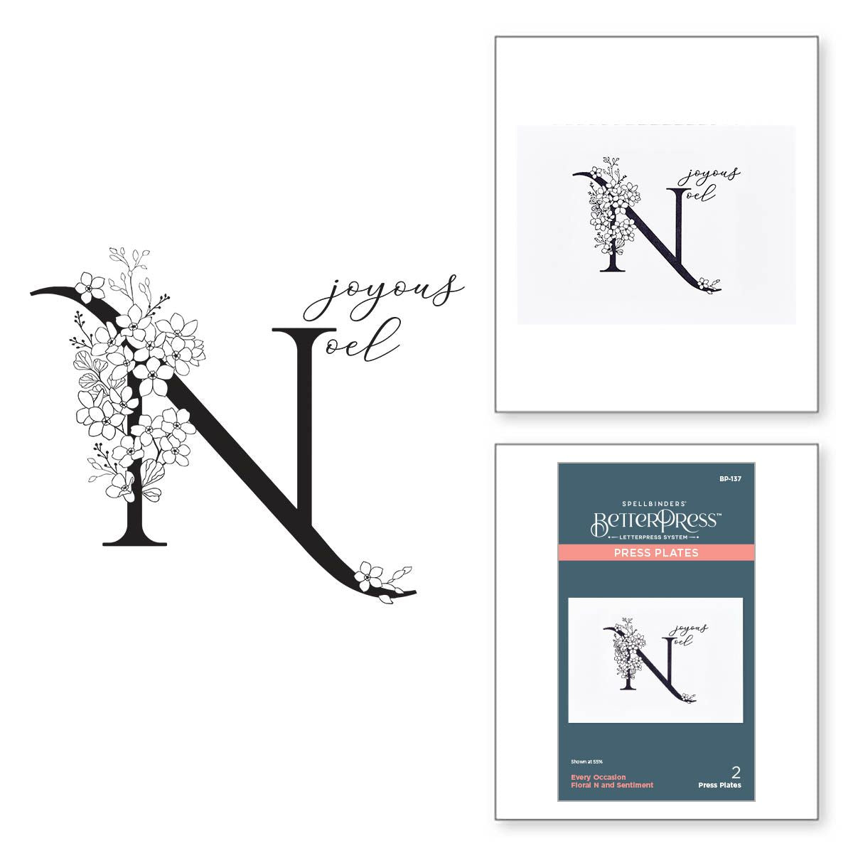 bp-137 Spellbinders Floral N and Sentiment Press Plates product image