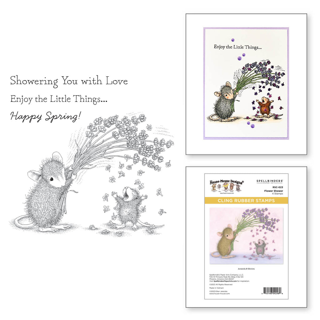Spellbinders House Mouse Flower Shower Cling Rubber Stamps rsc-023 product image