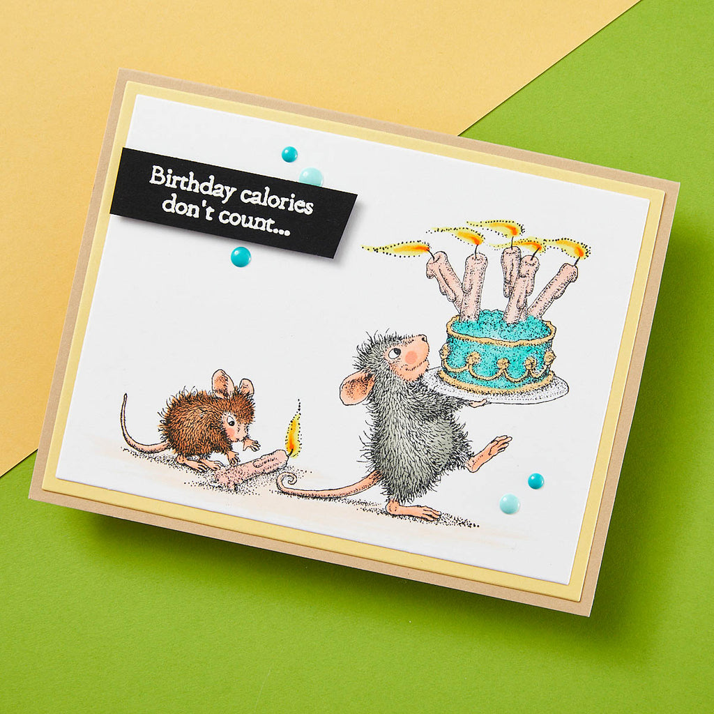 Spellbinders House Mouse Birthday Wishes Cling Rubber Stamps rsc-024 birthday cake
