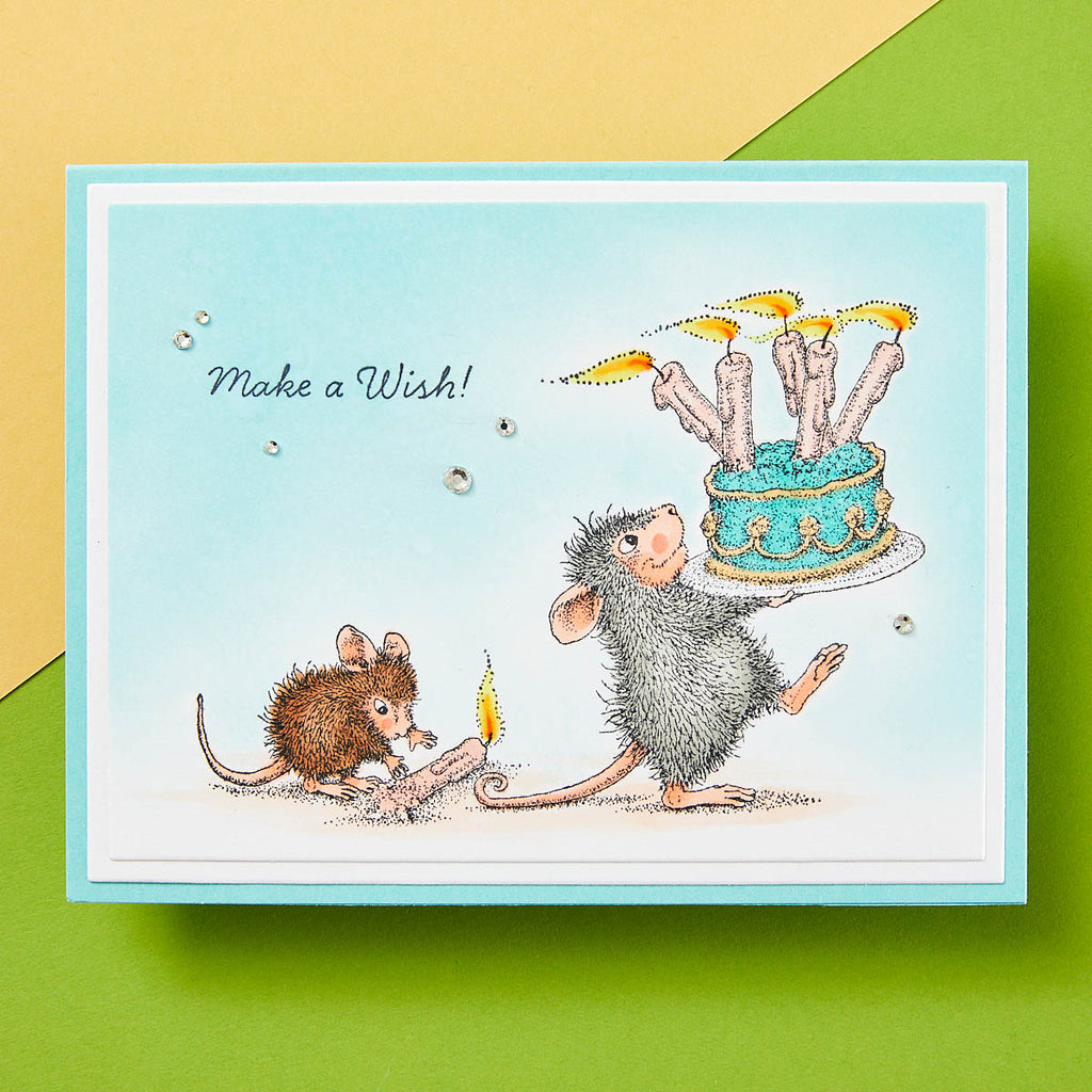 Spellbinders House Mouse Birthday Wishes Cling Rubber Stamps rsc-024 make a wish
