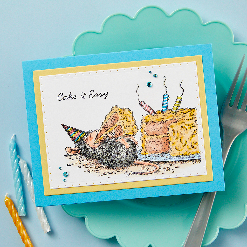 Spellbinders House Mouse Sweet Birthday Cling Rubber Stamps rsc-027 eat cake