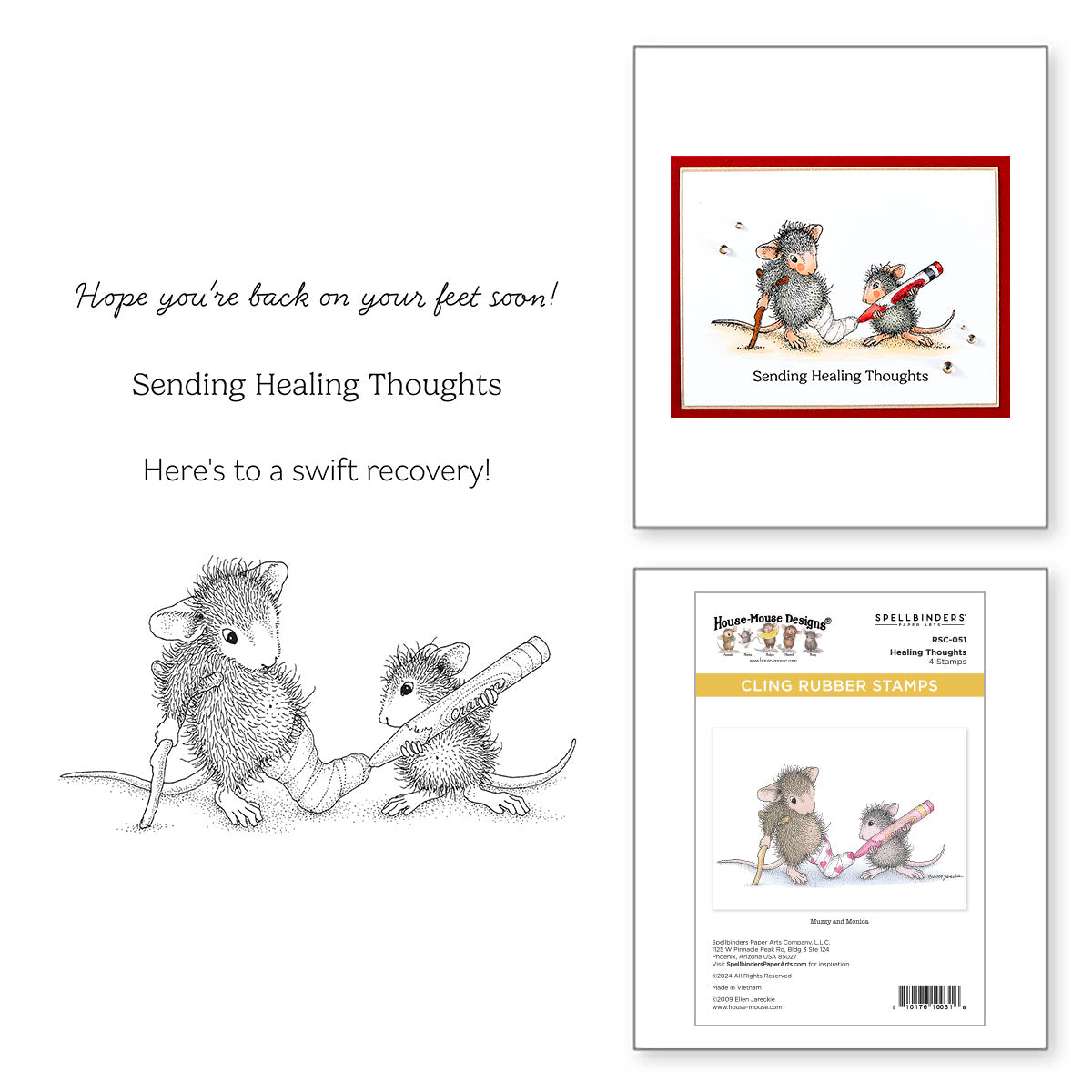 Spellbinders House Mouse Healing Thoughts Cling Stamps rsc-051